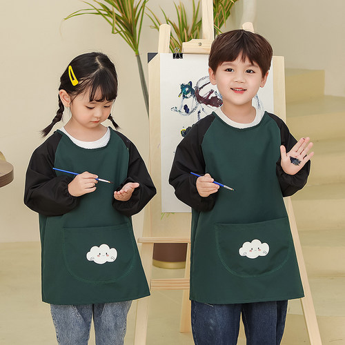 儿童画画罩衣透气防水写毛笔字罩衣美术生围裙绘画幼儿园宝宝定制