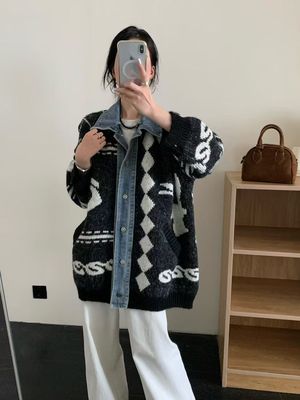 2025新款秋装女款领开衫毛衣复古