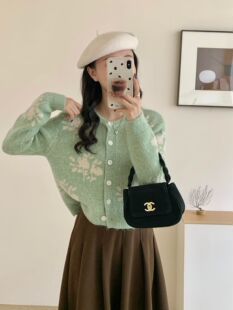 2025简约新款春装女款圆领开衫毛衣针织衫外套不挑人洋气原创设计