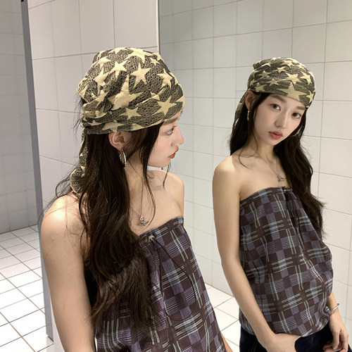 「星星头巾」y2k春夏薄款丝巾