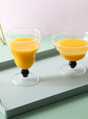 法式复古小众中古风玻璃杯家用创意高脚杯耐热香槟杯果汁甜品杯