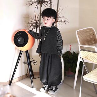 男童春装套装2025新款痞帅中小童宝宝春秋三件套儿童时髦洋气童装