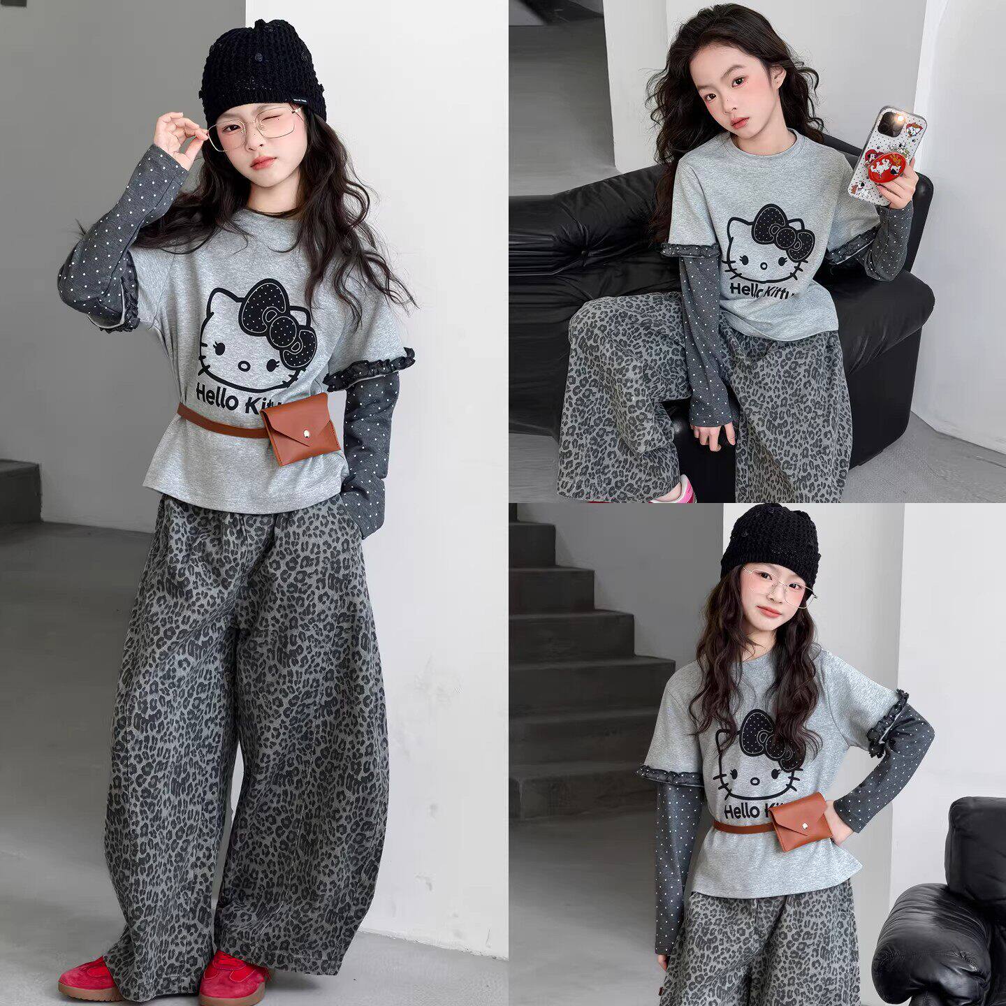 英国MDCW女童卫衣套装2026春装新款女大童假两件长袖儿童阔腿裤