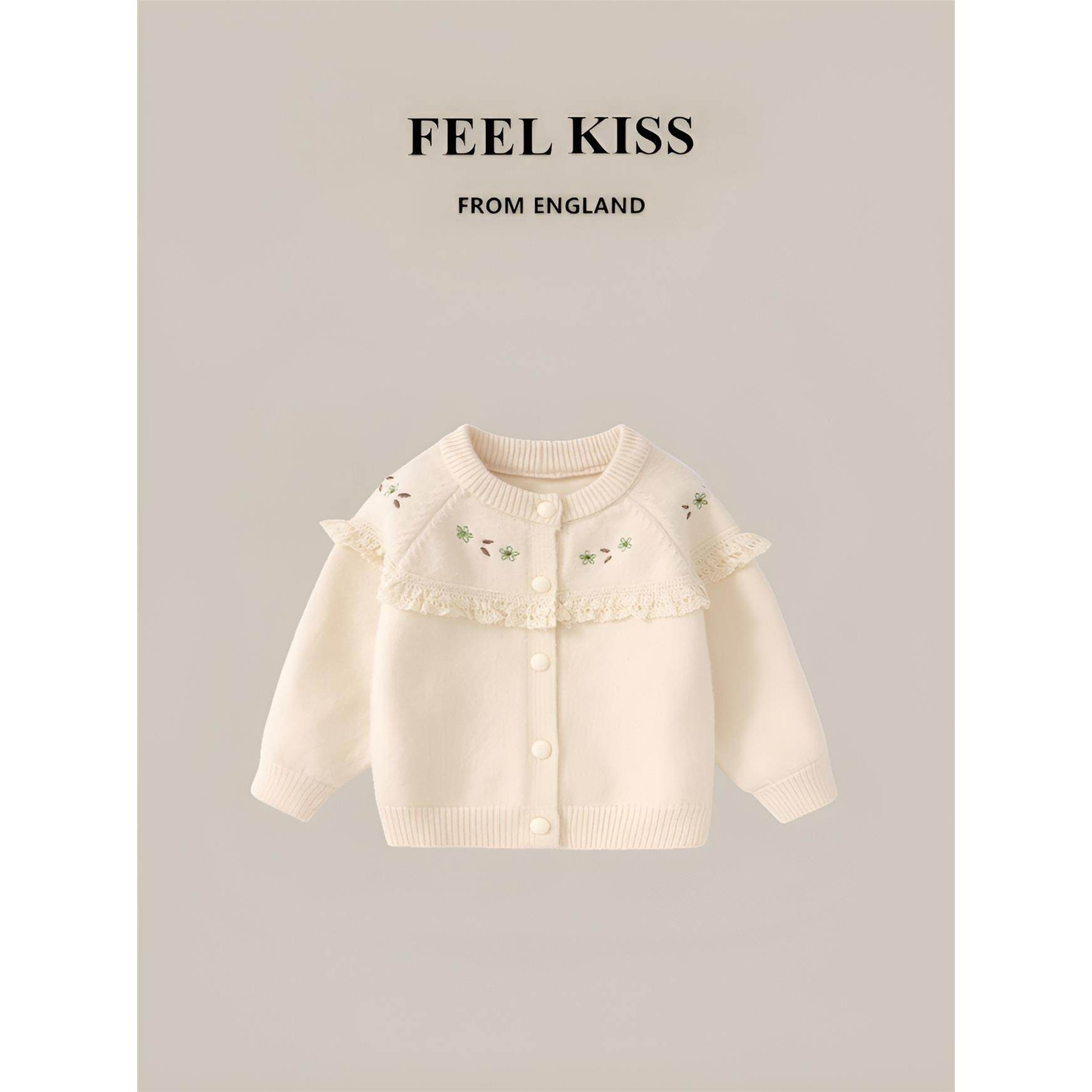 英国Feel kiss女童毛衣针织开衫秋装2025新款洋气外套公主毛线衣,童装/婴儿装/亲子装,毛衣/针织衫,淘宝优惠券,粉丝福利购,淘宝优惠卷