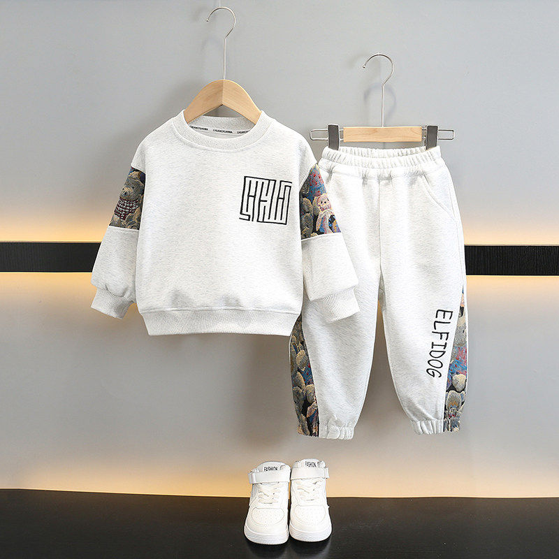 DHWA英国联名男童春秋套装2025新款中小童卫衣两件套秋装休闲童装