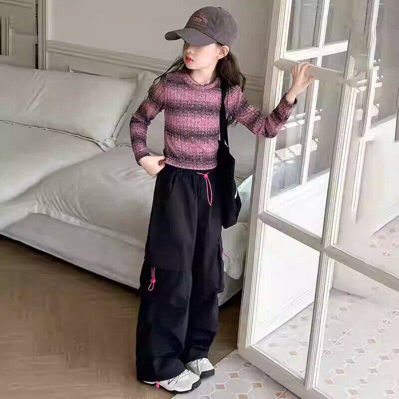 英国MDCW女童套装春装2026新款儿童洋气毛衣儿童工装裤春款两件套