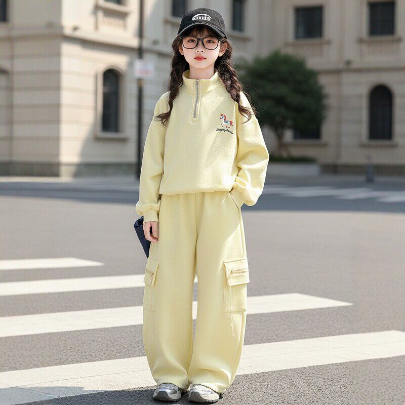 法国BADNUT女童运动套装韩系穿搭一整套2026新款春秋中大儿童外套