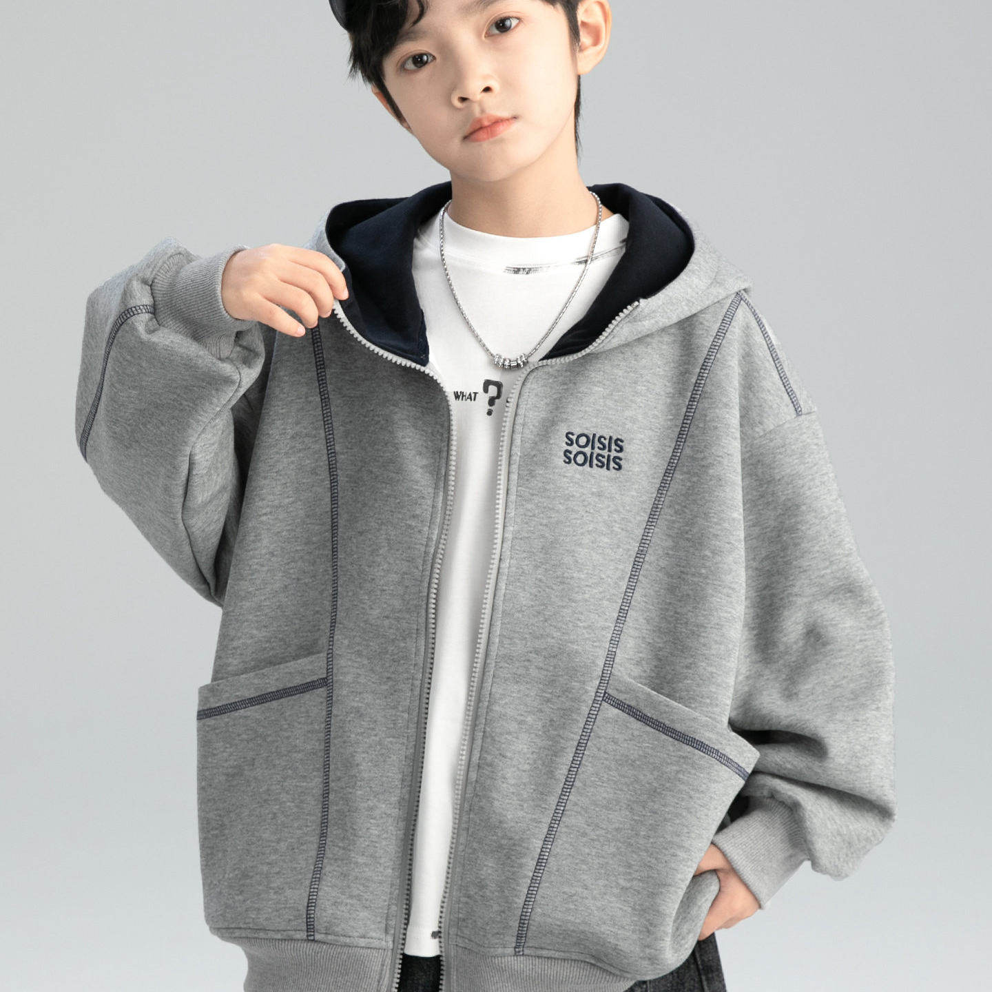 韩国男童春秋款外套2026新款中大童春装儿童连帽男孩帅气时髦卫衣