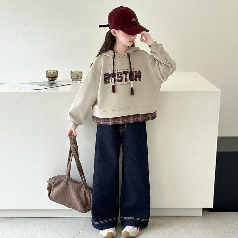 英国MDCW女童卫衣套装春季2026新款中大童儿童阔腿裤两件套春装潮