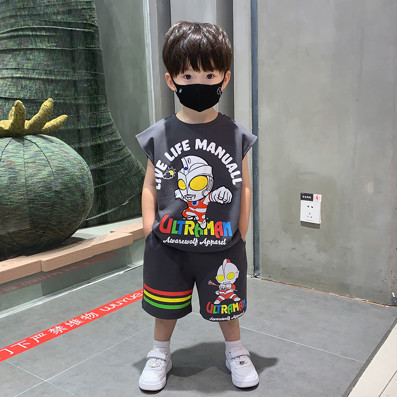 英国NextRoad奥特曼衣服男童背心夏季套装宝宝薄款运动服儿童无袖