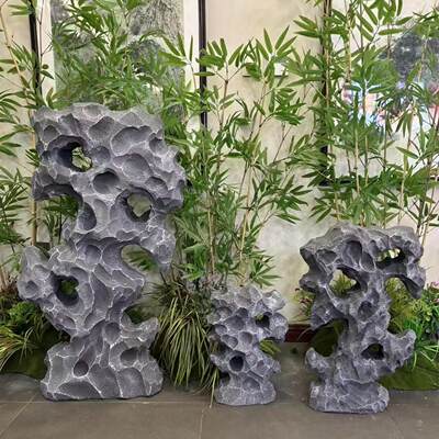 仿真太湖石橱窗美陈造景定制假山