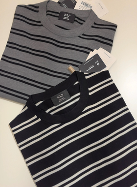 18针单边J家美丽奴羊毛宽松显瘦简约条纹针织套头上衣37721