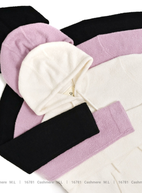 减龄可爱 J家山羊绒圈圈纱休闲连帽口袋套头针织上衣16781