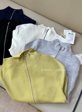 修身气质 美丽奴羊毛16针坑条J家烟管领拉链针织开衫外套73106