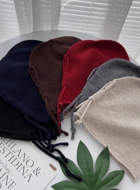 显得脸很小 羊毛 氛围感 百搭可调节针织毛线帽子18D3/000337