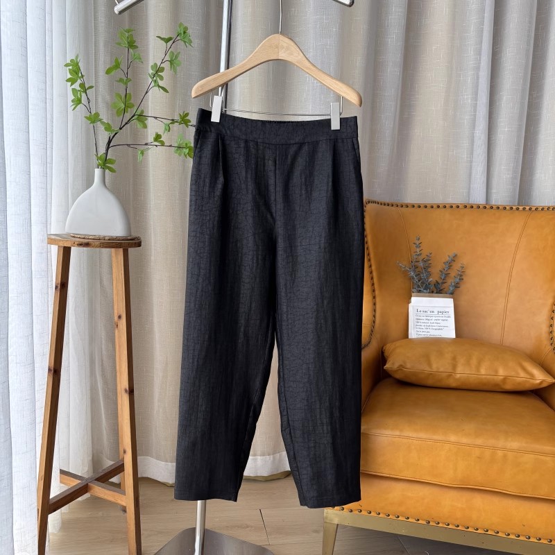 桑蚕丝 夏季时尚通勤通勤百搭香云纱真丝龟裂纹裤子4B3/45293