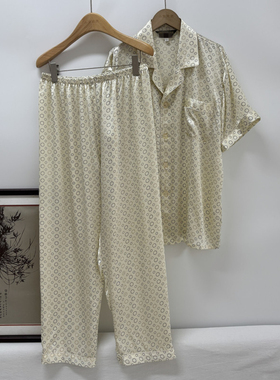 桑蚕丝  杭州丝绸素绉缎 真丝上衣+裤子居家套装15A3/75514