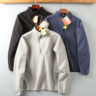 闭眼入少见大狠货 蓄热保暖男肌理华夫格加绒加厚半拉链立领卫衣