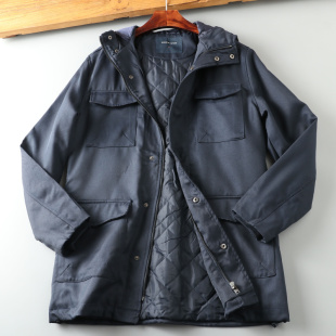 连帽薄棉风衣休闲不是外套 M65多口袋工装 欧美单新品 外贸原单男士