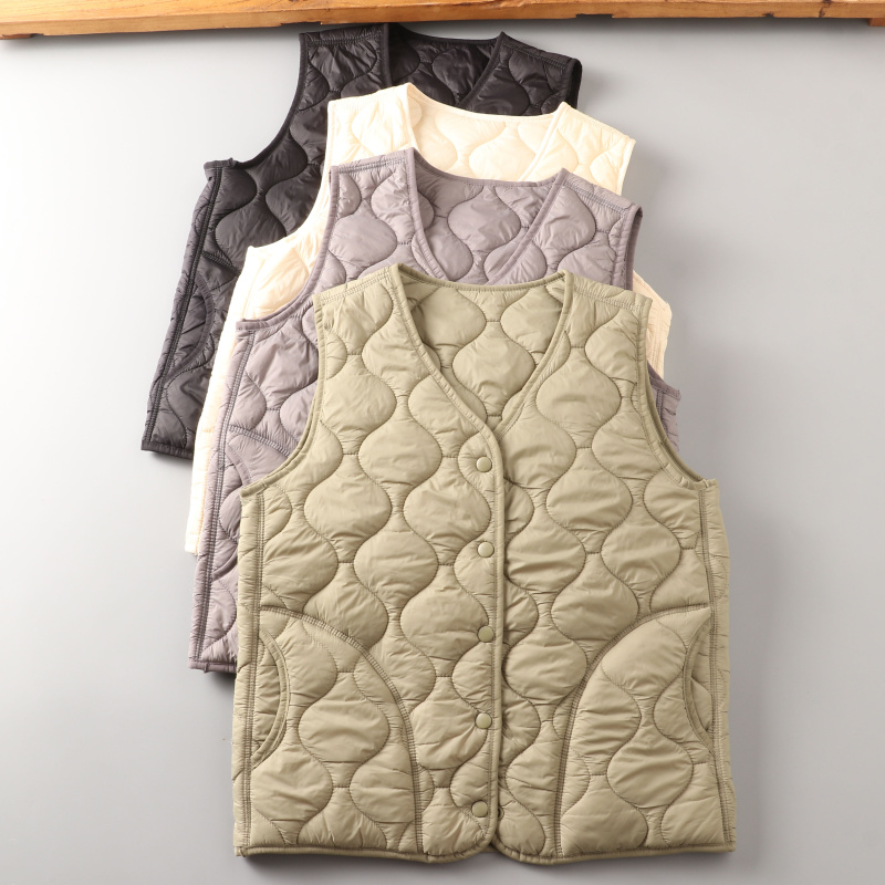 情侣款保暖轻便V领背心棉马甲