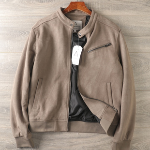 薄款 立领休闲夹克痞潮绅士修身 外套 高弹力麂皮绒男士 外贸119美刀