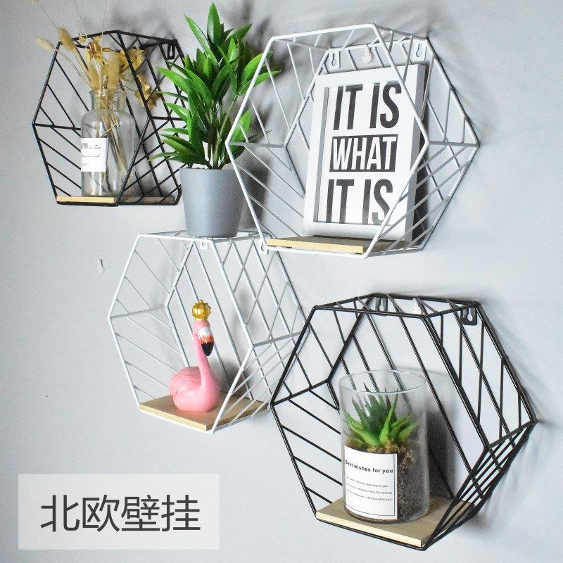 ins北欧风铁艺墙壁创意组合壁挂六边形客厅卧室装饰置物架书架在类目 家居饰品, 摆件中 - 来自Buy2taobao.com提供专业的淘宝代购服务