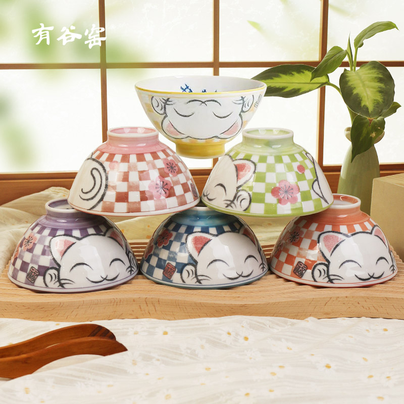有谷窑日本进口陶瓷六入卡通饭碗