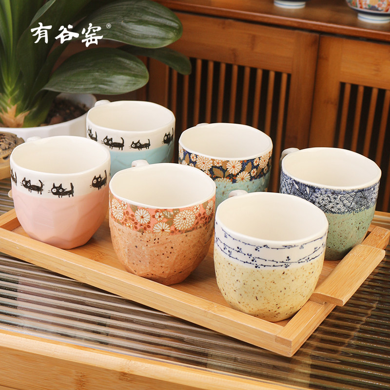 有谷窑原装进口釉下彩陶瓷八角杯会客杯马克杯陶瓷日式杯水杯家用