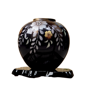 日本进口九谷烧作家手绘花瓶花纹系列小口插花器摆件(木盒装)