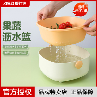 爱仕达沥水篮洗菜盆厨房家用水果篮菜篮淘米收纳筐托盘汲水滤水篮