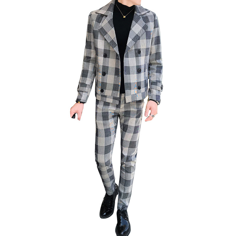 2023 AUTUMN NEW SUIT SUIT MENS KOREAN VERSION SLIM TREND MENS HANDSOME BRITISH STYLE SUIT SET OF TWO