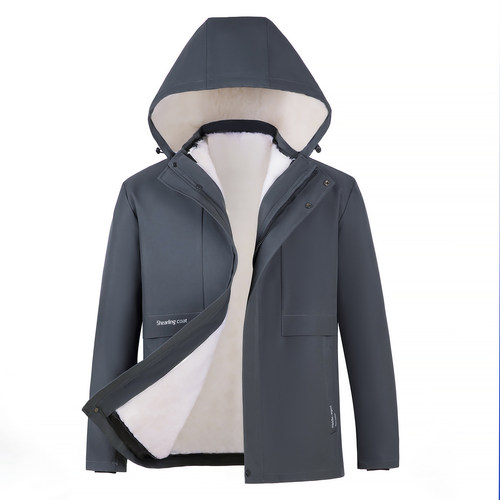 保暖休闲连帽宽松羊皮毛一体外套