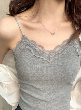 米图莱赛尔吊带女自带胸垫 绝美蕾丝花边文胸一体内搭外穿女背心