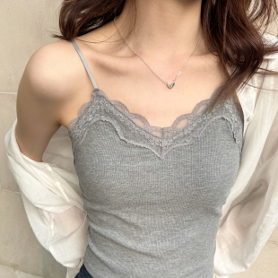 米图莱赛尔吊带女自带胸垫 绝美蕾丝花边文胸一体内搭外穿女背心