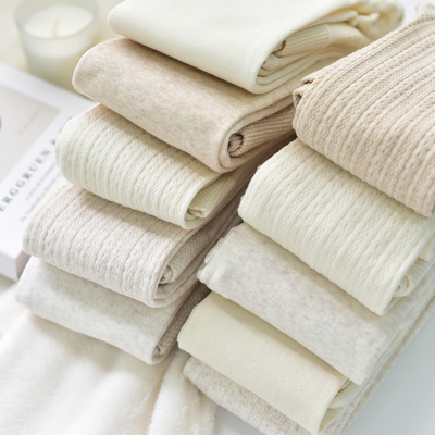 日系复古燕麦米白色连裤袜棉秋冬