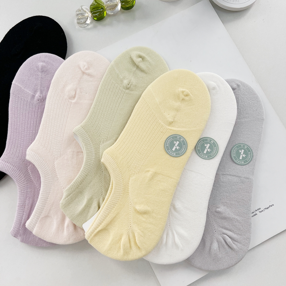 柔软竹棉无骨防滑女士隐形船袜