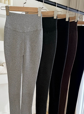 米图黑标金棉！分段美腿显瘦连裤袜女加绒秋冬九分打底裤厚黑灰色