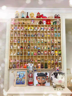挂墙式实木娃娃收纳盒盲盒收纳架Molly毕奇收纳展示架防尘展示盒