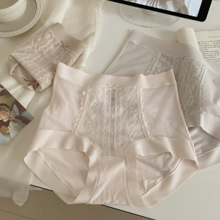 高腰蕾丝莫代尔收腹女三角裤 包臀舒适透气抑菌纯棉裆软糯舒适内裤
