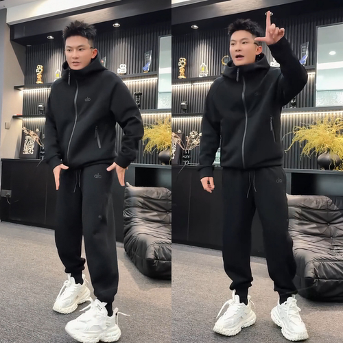 秋季新款男士时尚休闲套装连帽卫衣外套运动长裤两件套高品质潮牌