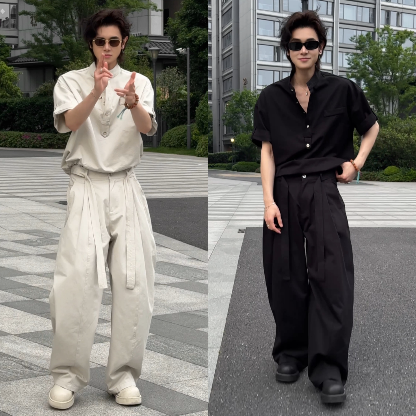 潮流痞帅立领老钱风休闲百搭套装