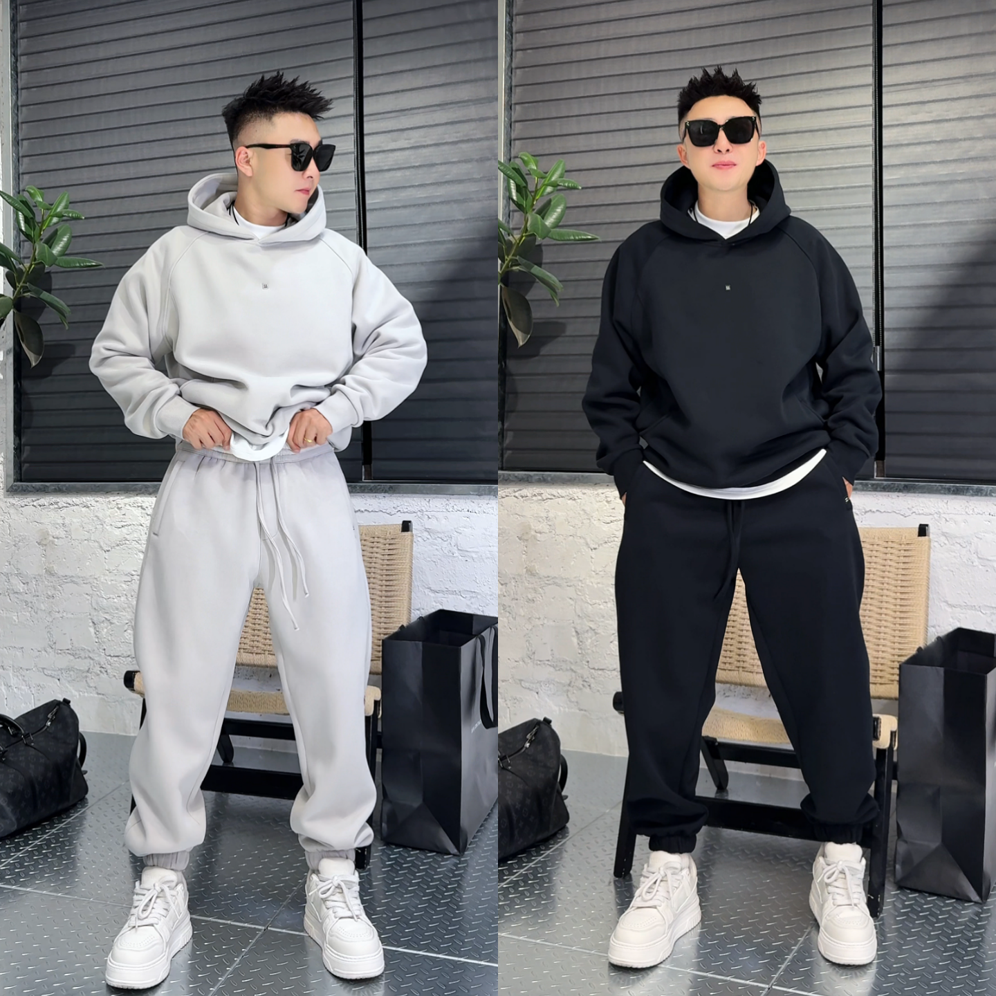 2025冬季加绒新款男士休闲套装