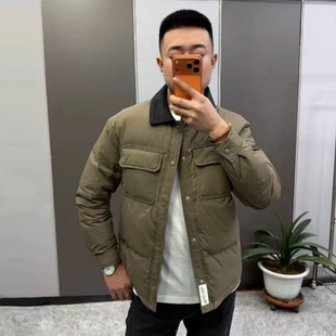 工装加棉保暖撞色翻领外套冬季款潮流多口袋时尚商务夹克帅气百搭