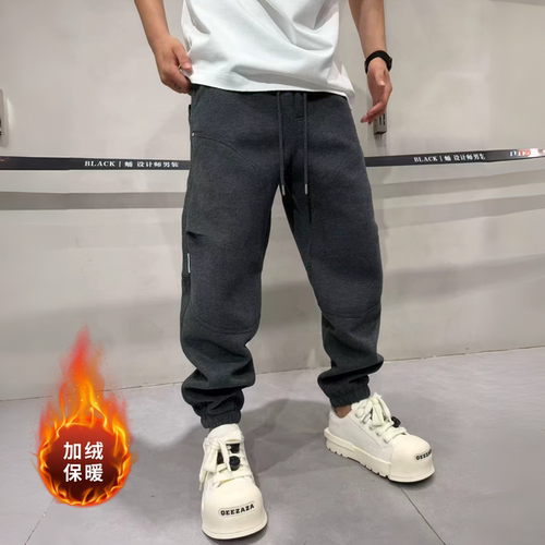 冬季加绒结构款运动男士束脚卫裤