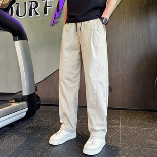 春季 简约纯色高品质立体剪裁抽绳长裤 新款 时尚 男士 轻薄透气休闲裤