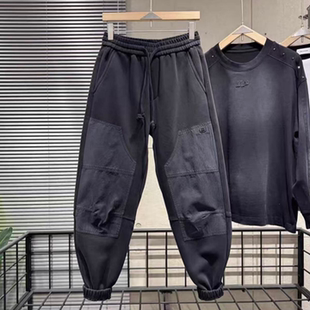 长裤 潮牌男士 束脚男女卫裤 百搭拼接贴布潮流哈伦时尚 2025早秋新款