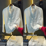 新中式盘扣衬衫春季新款男士时尚休闲潮流复古轻奢百搭高级感上衣