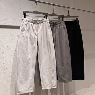 男女长裤 2025夏季 直筒香蕉裤 简约百搭显纯色瘦松紧腰弯刀裤 休闲裤
