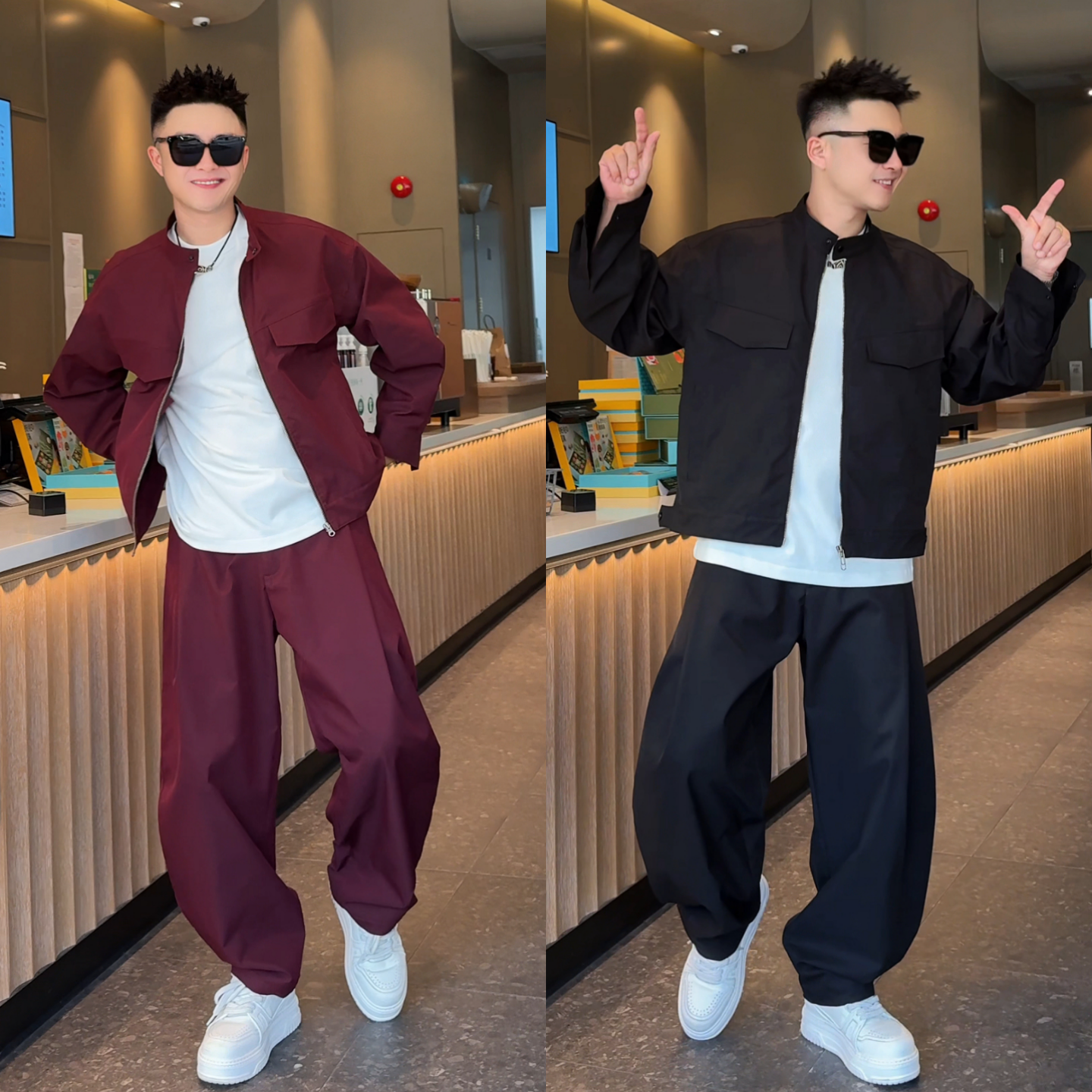 秋季新款夹克长裤套装潮男