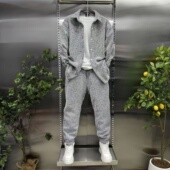 潮流高级感斜纹翻领衬衣外套卫裤 秋季 两件套 休闲套装 男士 新款 衬衫